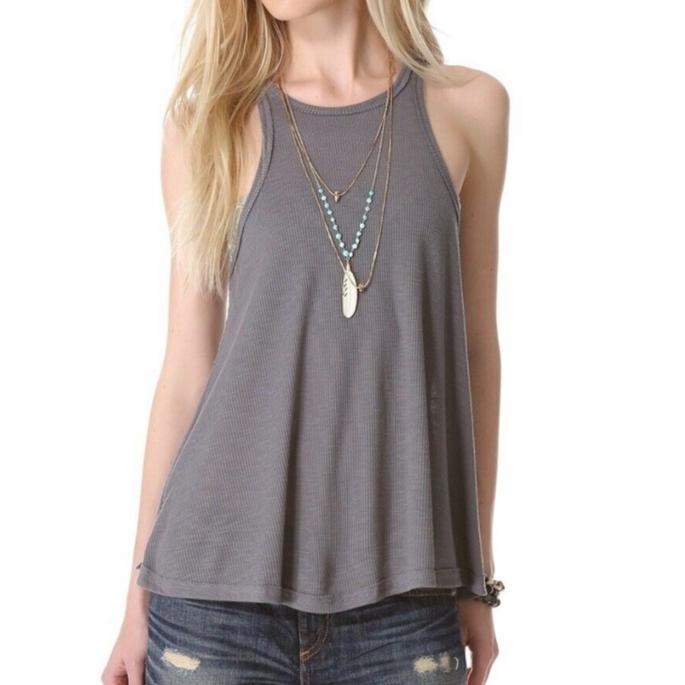 FREE PEOPLE Long Beach Tank in Gray